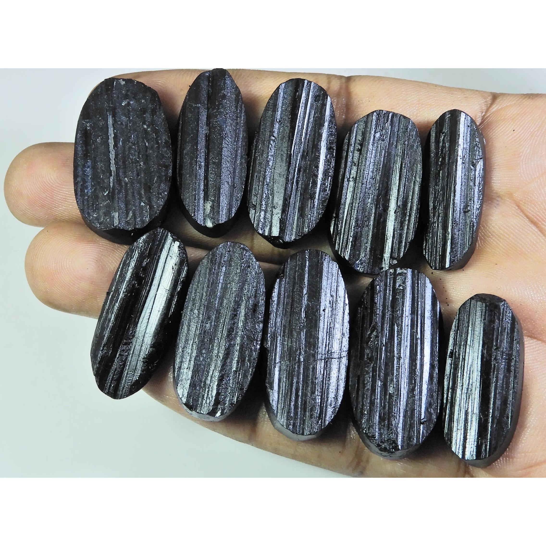 

395 карат. Натуральный черный турмалин овальной формы кабошон россыпной драгоценный камень лот 10 шт. C-337