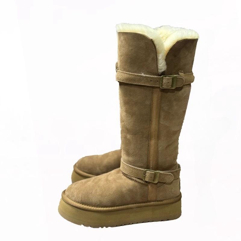 Thick-soled snow boots women's fur integrated high tube piled thickened cotton shoes 2025 winter new knight boots