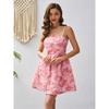 2026 European and American summer new three-dimensional rose embroidery temperament sweet suspender strap bow dress skirt women