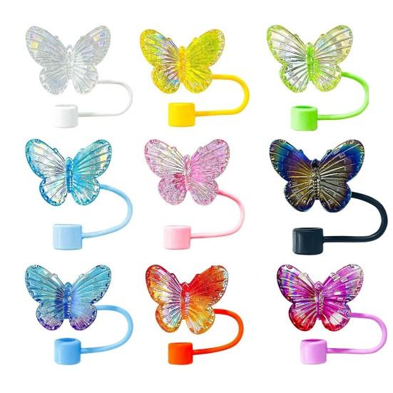 2 Stück Schmetterling Strohhalm Abdeckungen 10mm Strohhalm Aufsatz für 30/40 Oz Becher Wiederverwendbarer Trinkhalm