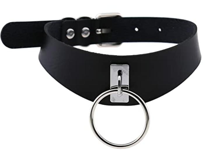 DOKiDOKi Collar and Leash with Ring for Human Cosplay SM Cosplay SM Cute Choker (Black) - Master/Slave/Cat Costume, Restraints, Handcuffs, Collar,