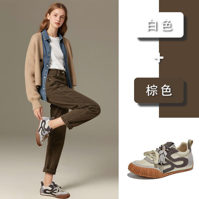 Leather German training shoes women's 2025 autumn new platform women's shoes sports commuting versatile Forrest Gump shoes casual dad shoes