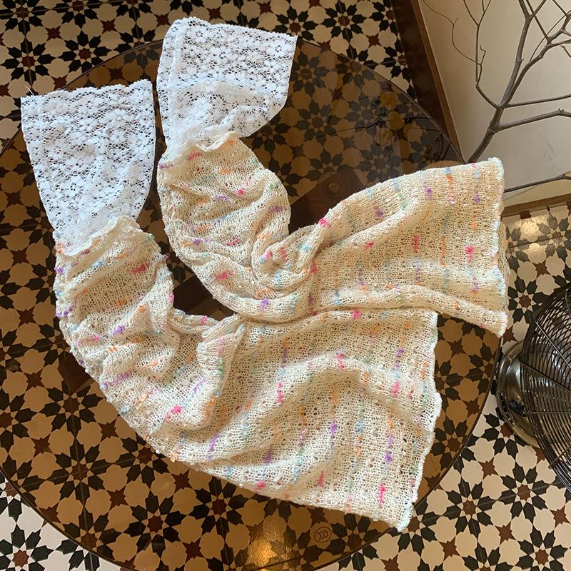 Y2K Lace Trim Flare Leg Warmers, Colorful Tweed Slouchy Socks for Women, Retro Streetwear Fashion Accessories