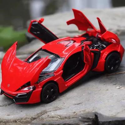 1:32 Scale Lykan Mode Toy Sports Cars Alloy Diecast Sound Light 4 Doors Opened Sound Light Pull Back Supercar Models Child Gifts