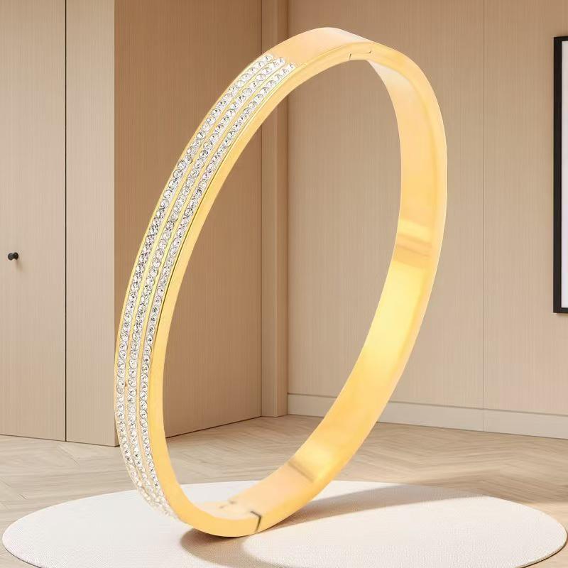 Korean Style Stainless Steel Rhinestone Bracelet for Women - Versatile  Exquisite Titanium Clasp Jewelry