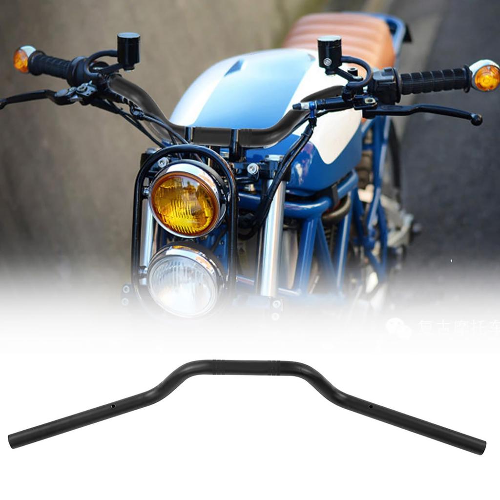 Motorcycle Tracker Handlebars, 22mm Drag Bar Replacement for Chopper Bikes, Black, Compatible with Cruiser and Bobber Bikes