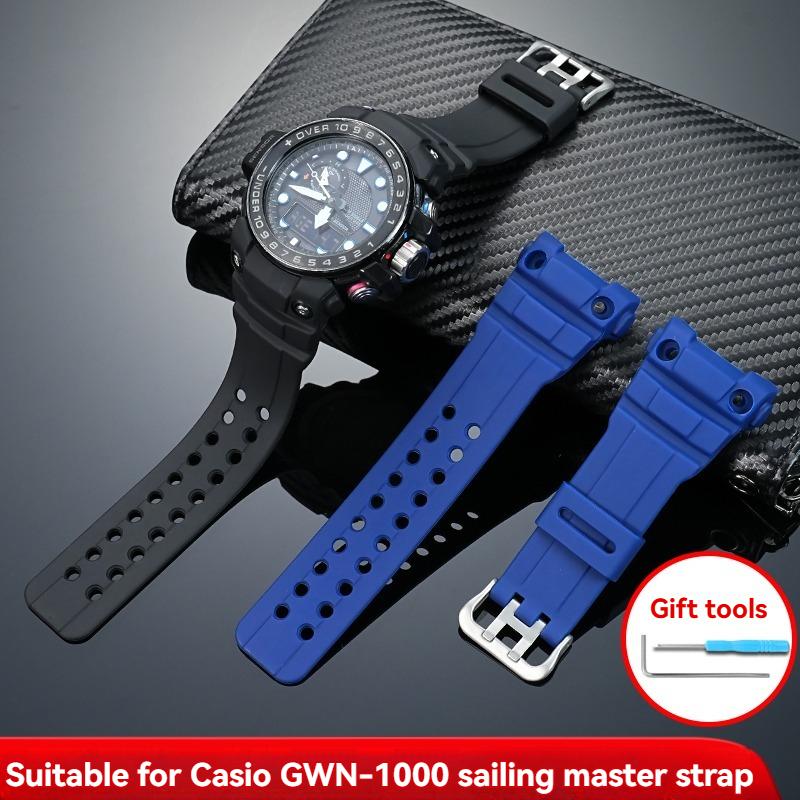 Ersatz-Uhrenarmband für Casio GWN-1000B/GWN-1000 Gulfmaster Herren Wasserdichtes Harzarmband Modell 5371 Langlebiges Gummi-Armband