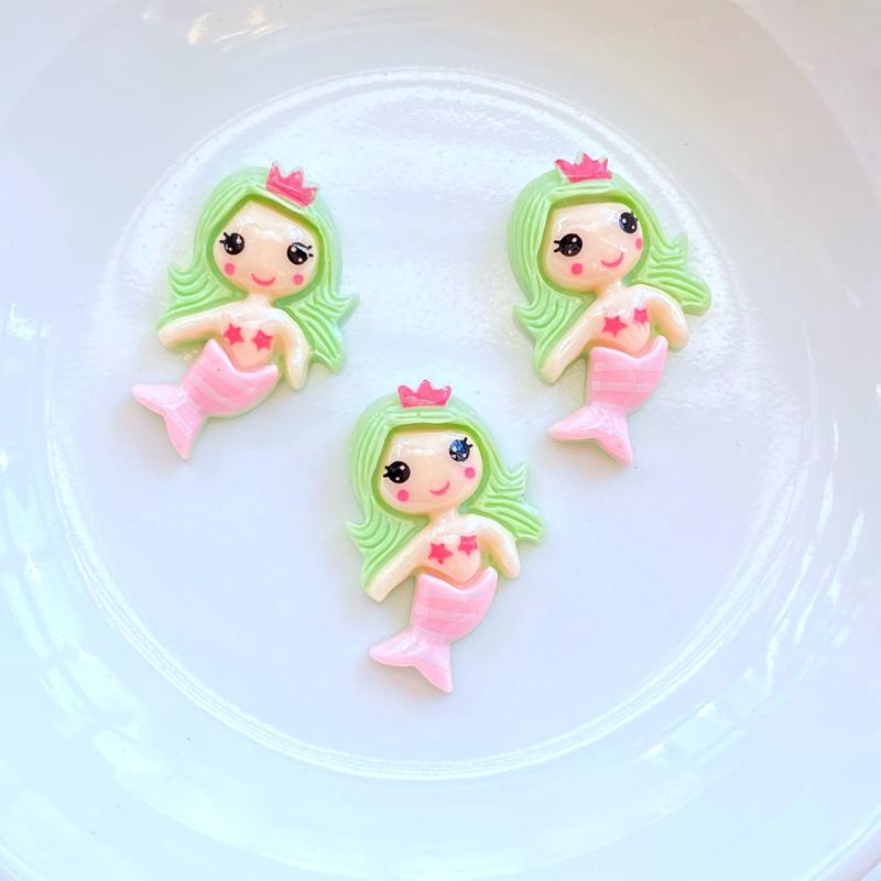 20Pcs New Mini Cute Mermaid Series Flat Back Resin Cabochons Scrapbooking DIY Jewelry Craft Decoration Accessorie