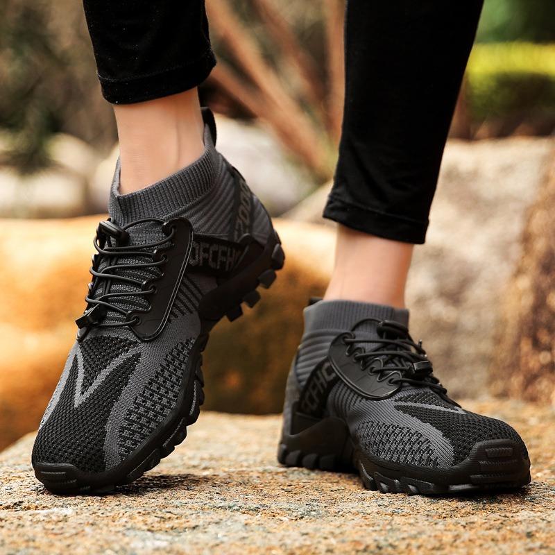 Outdoor large-size hiking shoes autumn breathable fly-woven casual men's and women's shoes lightweight breathable lightweight shoes