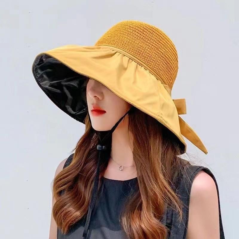 Summer Ladies Sun Hat Storage Bag Vinyl Fisherman Hat Outdoor UV Protection Sun Hat Large Brim