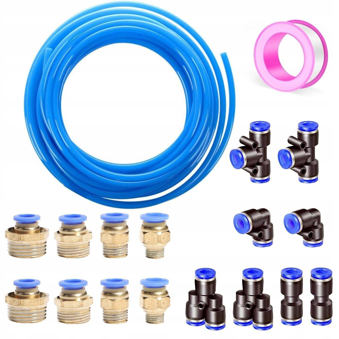 

Blue 10M PU AIR Pneumatic KIT OD 8mm x 5mm ID with 16 sets connectors синій