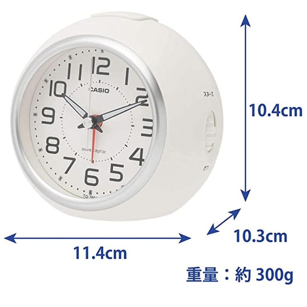 CASIO Alarm Radio with Clock, Controlled, White, Analog, Light, TQ-760J-7JF