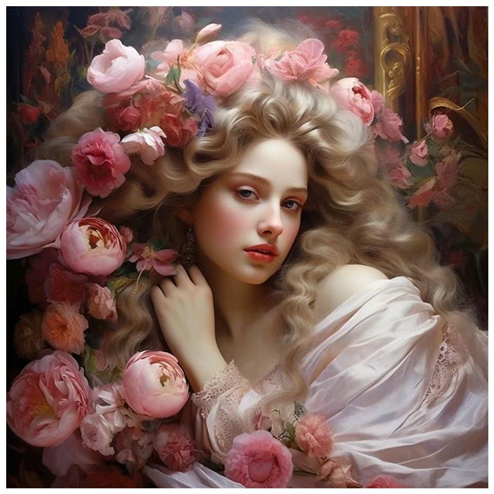 

5D Diy мультфильм алмазная живопись девушка и цветы полная мозаика со стразами алмазная живопись вышивка крестиком комплект Full Round 50x50CM