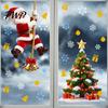 Removable Glass Stickers Christmas Window Cling, Santa Climbing Rope Sticker, Static Cling Pattern PVC Tree Decal for Doors Windows Holiday Home Decor