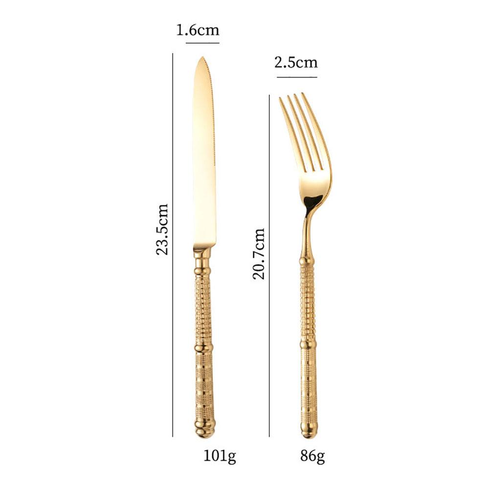 Light Luxury Stainless Steel Tableware Embossed Floral Pattern Knife Fork Spoon Set Durable Silverware for Home Restaurant
