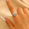 Retro Charm Sparkling Full Zircon Sun Flower Start Adjustable Opening Ring for Women Stainless Steel Finger Jewelry Accessories