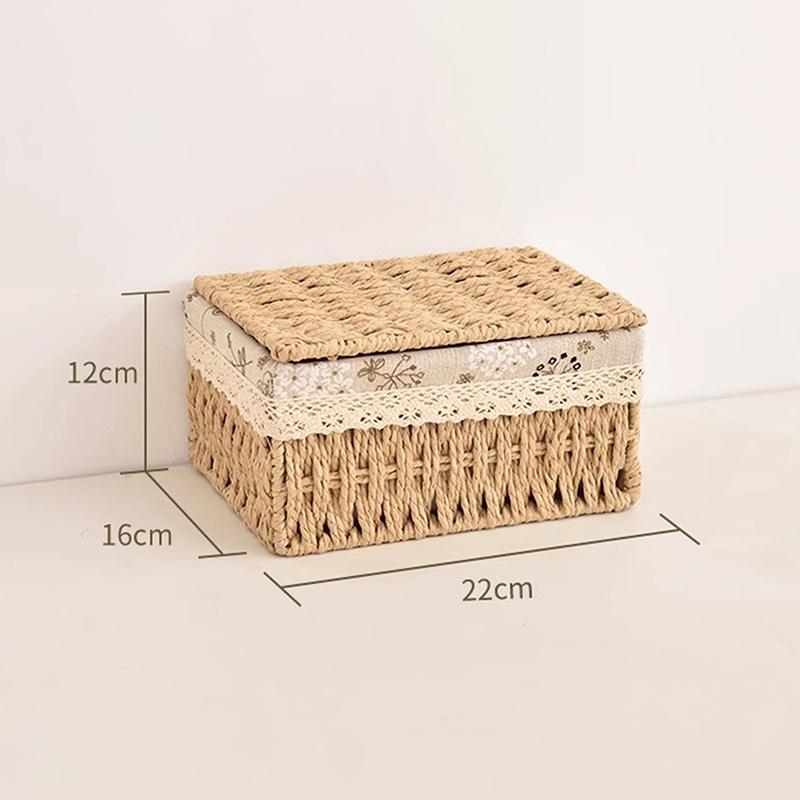 Household Rattan Woven Storage Box For Toys Snacks And Miscellaneous Items Desktop Cosmetic Storage Box