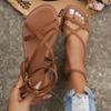 Neue Sommersandalen für Damen, lässige flache Sandalen, vielseitige modische römische Schuhe, bequeme flache Strandschuhe