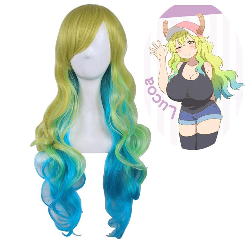 

Miss Kobayashi s Dragon Maid Lucoa Cosplay Wig, Yellow-Green to Blue Gradient High-Temperature Fiber Hairpiece