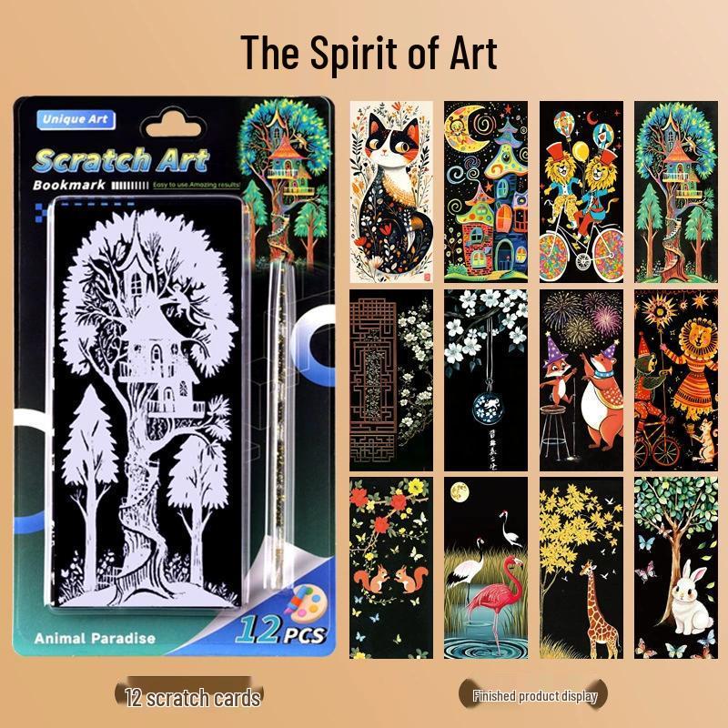 Bunte DIY Kratzbilder Haftnotizen für Kinder - Kreative Stressabbau Lesezeichen