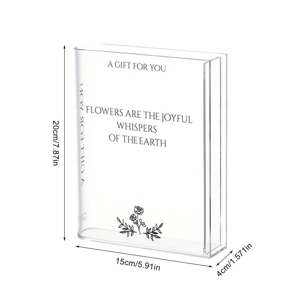 Book Vase Acrylic Book Vase Desktop Vase Bookcase Decoration Aquatic Table Vase Flower Home Decoration Flower Arrangement