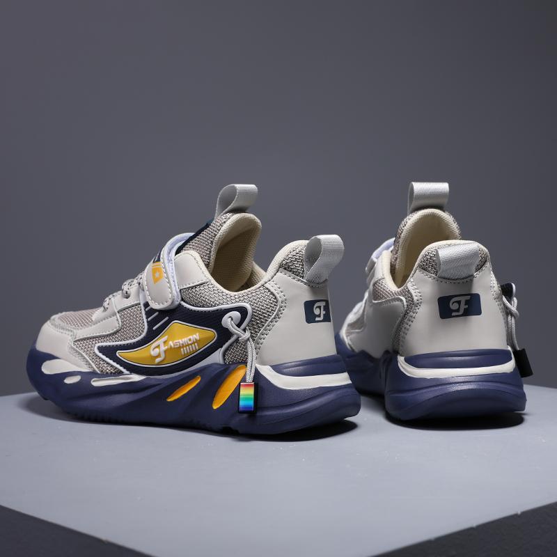 Four Seasons Children's Fashion Sports Shoes Mesh Boys' Running Sneakers Flat Casual Walking Student Shoes Lightweight