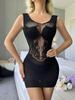 2026 Hot Sales Women's Sexy Lingerie Dress Mature Girls Mesh Sheer Stockings Sexy Lace Cutout Opaque Fishnet Bodysuit