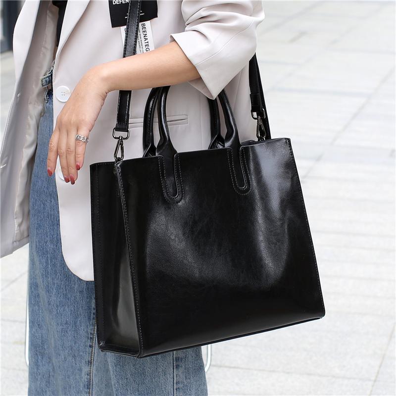 Genuine Leather Large Tote Handbags For Women  Trend Designer Commuter Satchel Shopper Female Shouder Bags