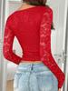 Y2K Sexy Deep V Cutout Lace Pullover - Spring/Summer 2025 Women's Top, European & American Sweet and Spicy Style