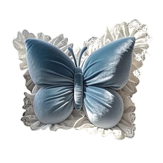 

Butterfly Throw Pillow Decorative Butterfly Pillow with Lace Trim Elegant Soft Butterfly Cushion for Office Chair Sofa Couch Bed синій