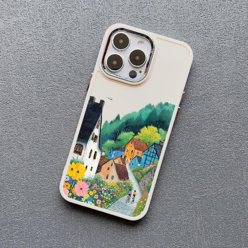 Picturesque Landscape Town Silicone Phone Case For iPhone 16 15 14 Pro Max Plus 11 12 13 Pro Max 7 8 Plus SE2 XS X XR Back Cover