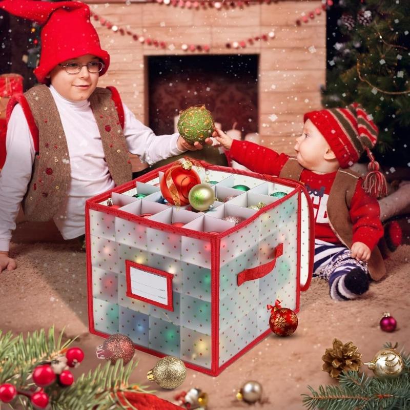 Foldable 64 Compartment Organizers Box Waterproof PVC for Christmas Light Storage