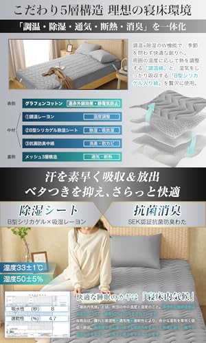 Softime Single Mattress Pad [Next-Generation Nano Material Graphene X High-Density Fiber] Bed Pad [5-Layer Construction for Temperature Control, Dehum