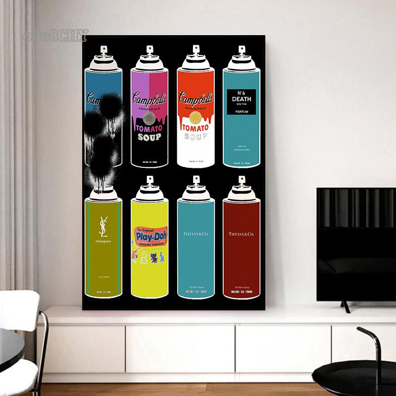 Campbell's Soup Pop Graffiti Art Canvas Painting Posters and Prints Street Pop Wall Art Pictures for Living Room Decor No Frame