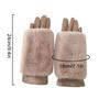 1Pair Finger Splitting Cold Protection Plush Warm Cotton Blend Winter Touchscreen-enabled Gloves Windproof