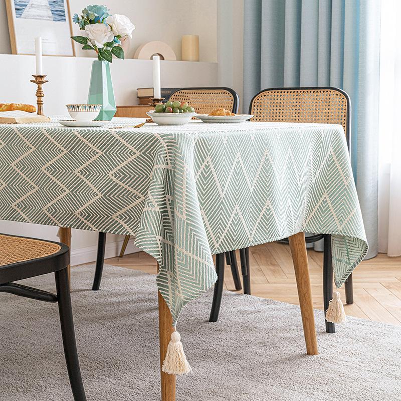 

Japanese Style Table Cover Linen Rectangular Wave Print Tablecloth Decoration 90*90cm