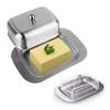 Stainless Steels Butter Container With Transparent Lid For Kitchen Storage Cheese Dish Home Accessories