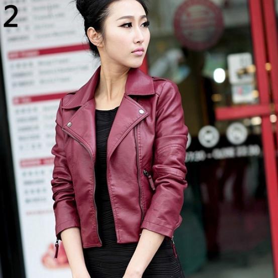 T Fashion Women Faux Leather Studded Punk Short Jacket,Slim Fit Shrug Long Sleeve Zipper Up Motor Biker Coat