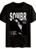 [Graphic T-Shirt, Music Gift] SOMBR Men's Graphic T-Shirt - Black Casual Round N