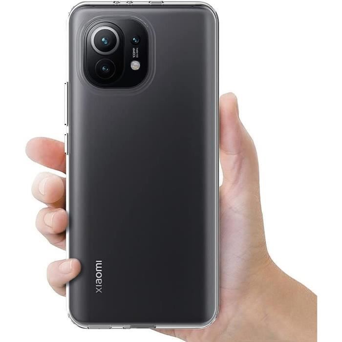 Coque pour Xiaomi Mi 11 Silicone Transparent + 2 Verres Trempés Protection d'écran