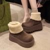 Frosted Lapel Two Wear Fluffy Snow Cotton Boots 2025 Winter New Thick-soled Muffin Small High-heeled Short Boots Women