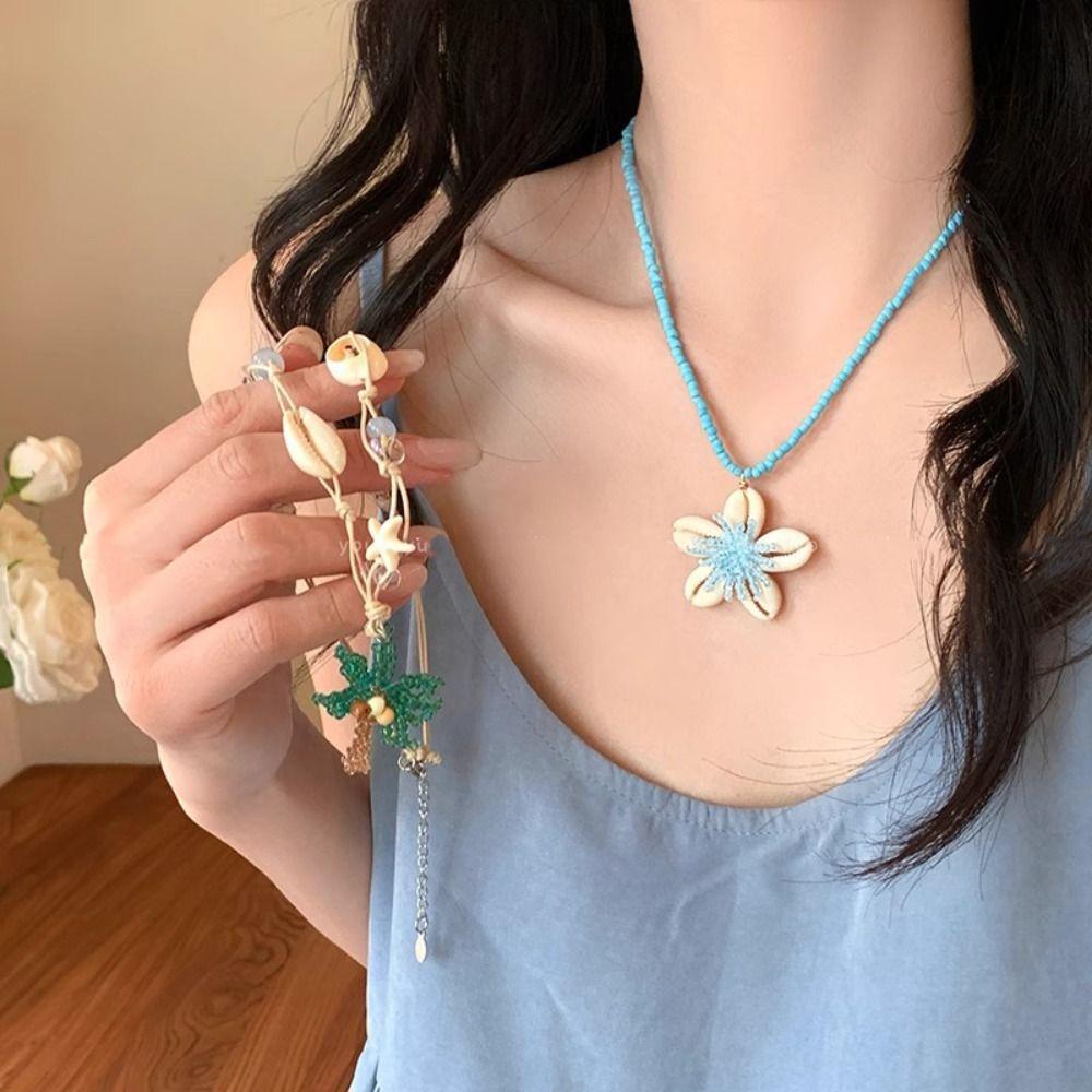 

Jewelry Bohemia Beads Necklace Colorful Seaside Vacation Choker Shell Beads Necklace Party Style3