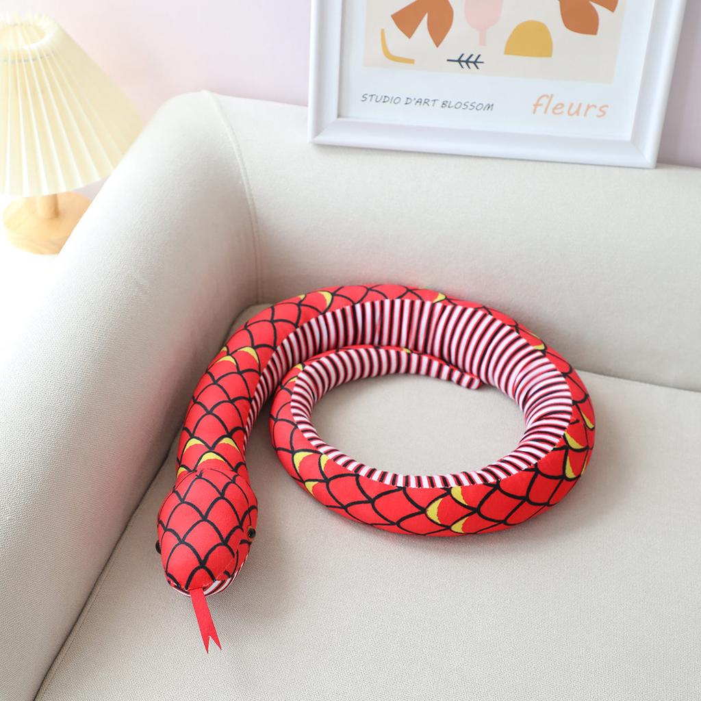 Simulated Big Snake Python Coiled Snake Doll Plush Toy Zodiac Snake Doll Boy Trick Doll