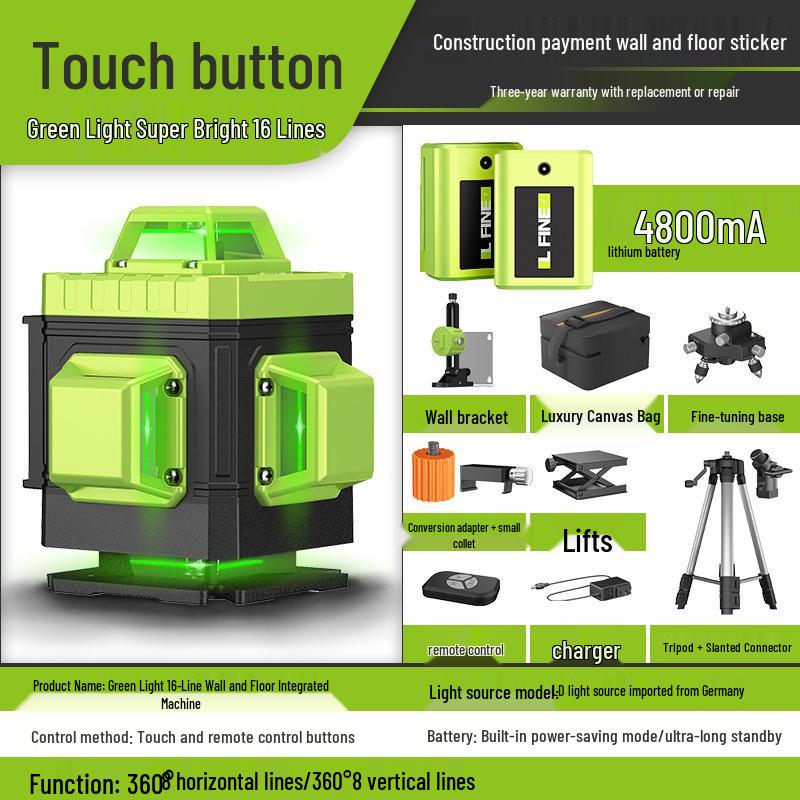 LFINE4D 16-Line 3D12-Line Green Light Laser Level Projector