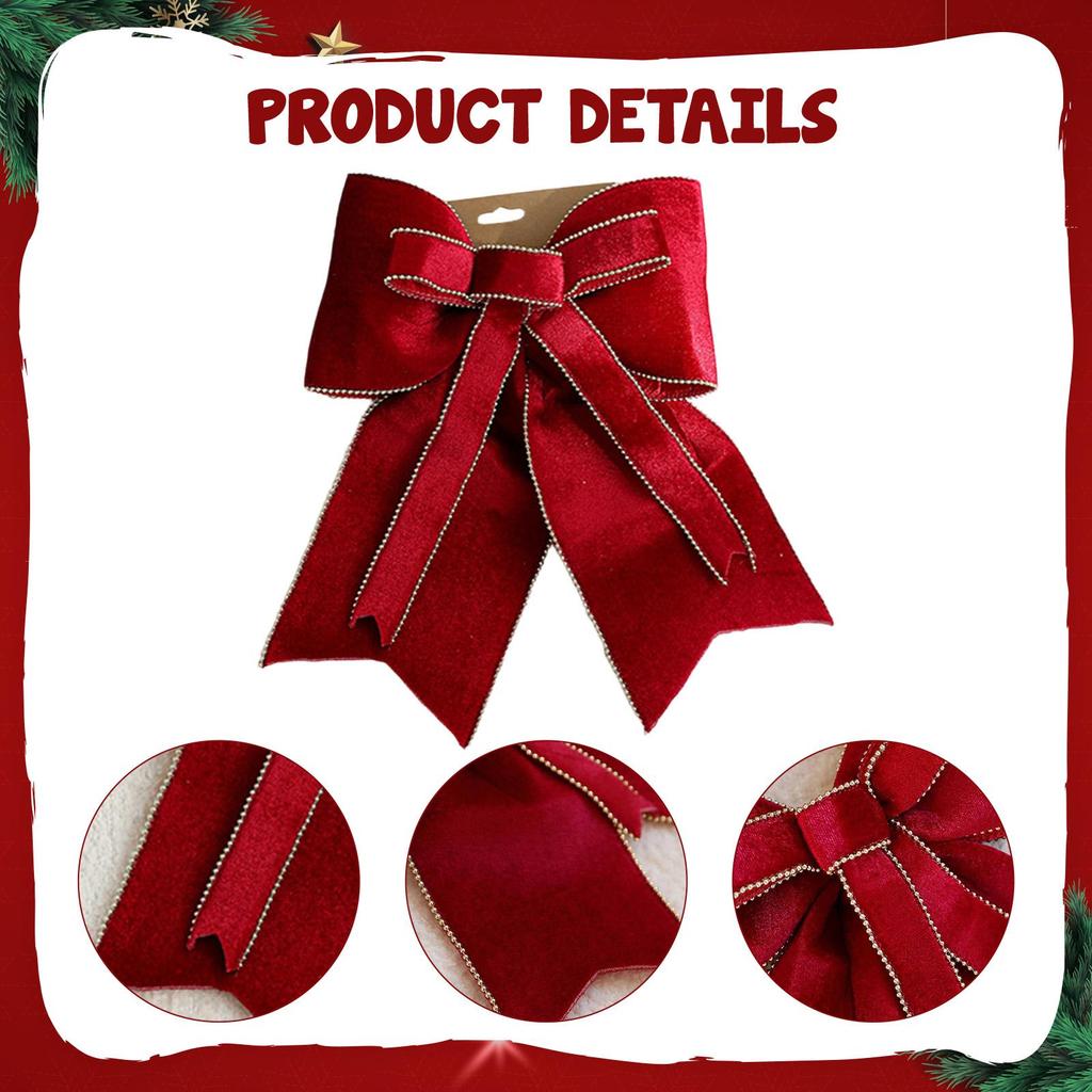 Red Christmas Bow Pendant Photo Props Bow Hanging Ornament Christmas Tree Hanging Decoration for Wall Living Room Scene Layout