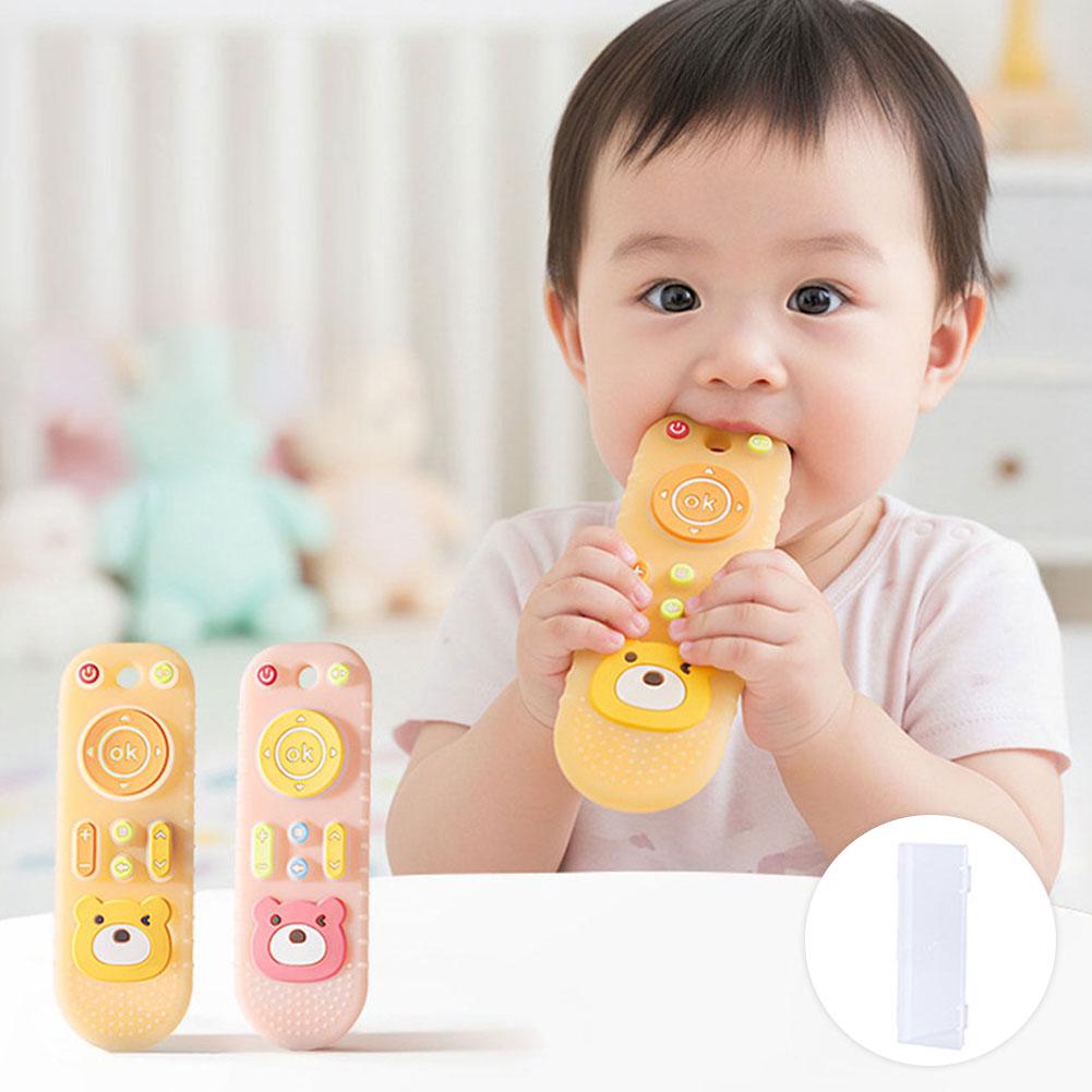 Baby Silicone Remote Control Teether Toys Cartoon Teething Stick Soothing Bite Toys Anti Hand Biting Teether for Infants Toddlers