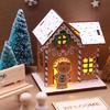 Interactive Wood Christmas Doll House Assembly Set with Miniature Furniture and Accessories LED Light Craft Model Cabin
