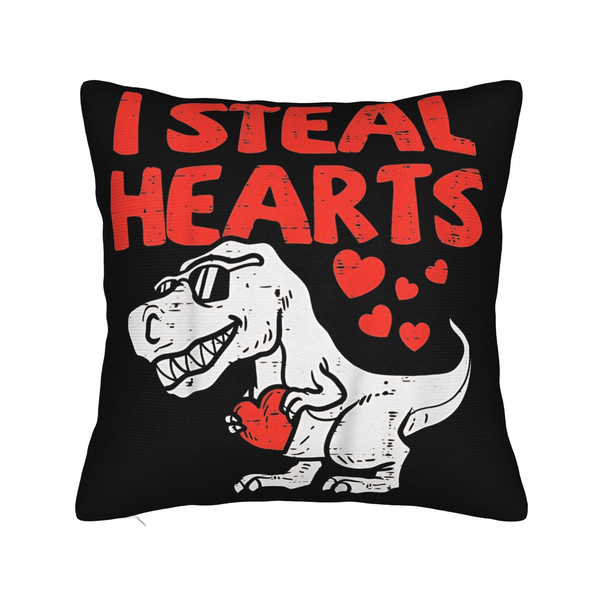 I Steal Hearts Trex Dino Pillow Cover Soft Cushion Cover Vintage Pillow Case For Living Room Bed Chair 30cmx30cm
