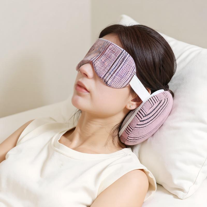 Portable 2-in-1 Neck Pillow and Sleeping Mask for Travel, Office, or Flight Rest