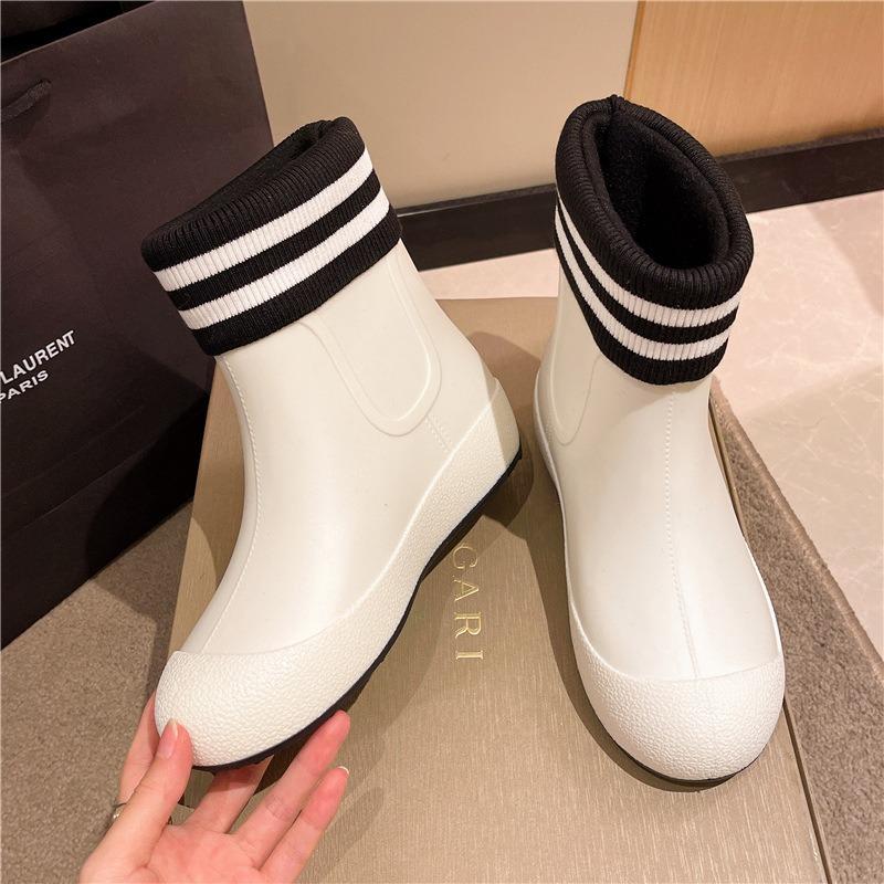 Fashion white rain shoes women's tall water shoes kitchen food factory work boots aquaculture waterproof rain boots